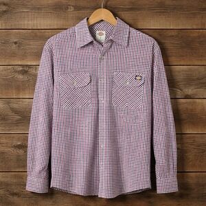 Dickies Red Black Check Button Down Shirt Mens Small Workwear Utility